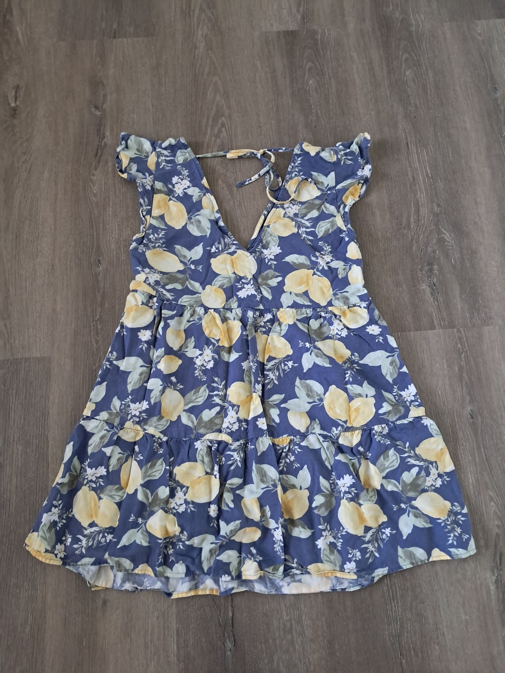 EUC XS Abercrombie & Fitch Babydoll Blue Lemon Floral Sundress